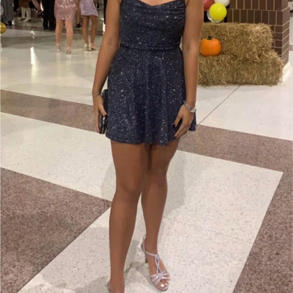 Elegant Navy Glitter Dress